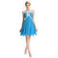 Grace Karin Halter Design Sequins kurze Mini Cocktailkleider Blue Chiffon Cocktail Party Kleid CL3472